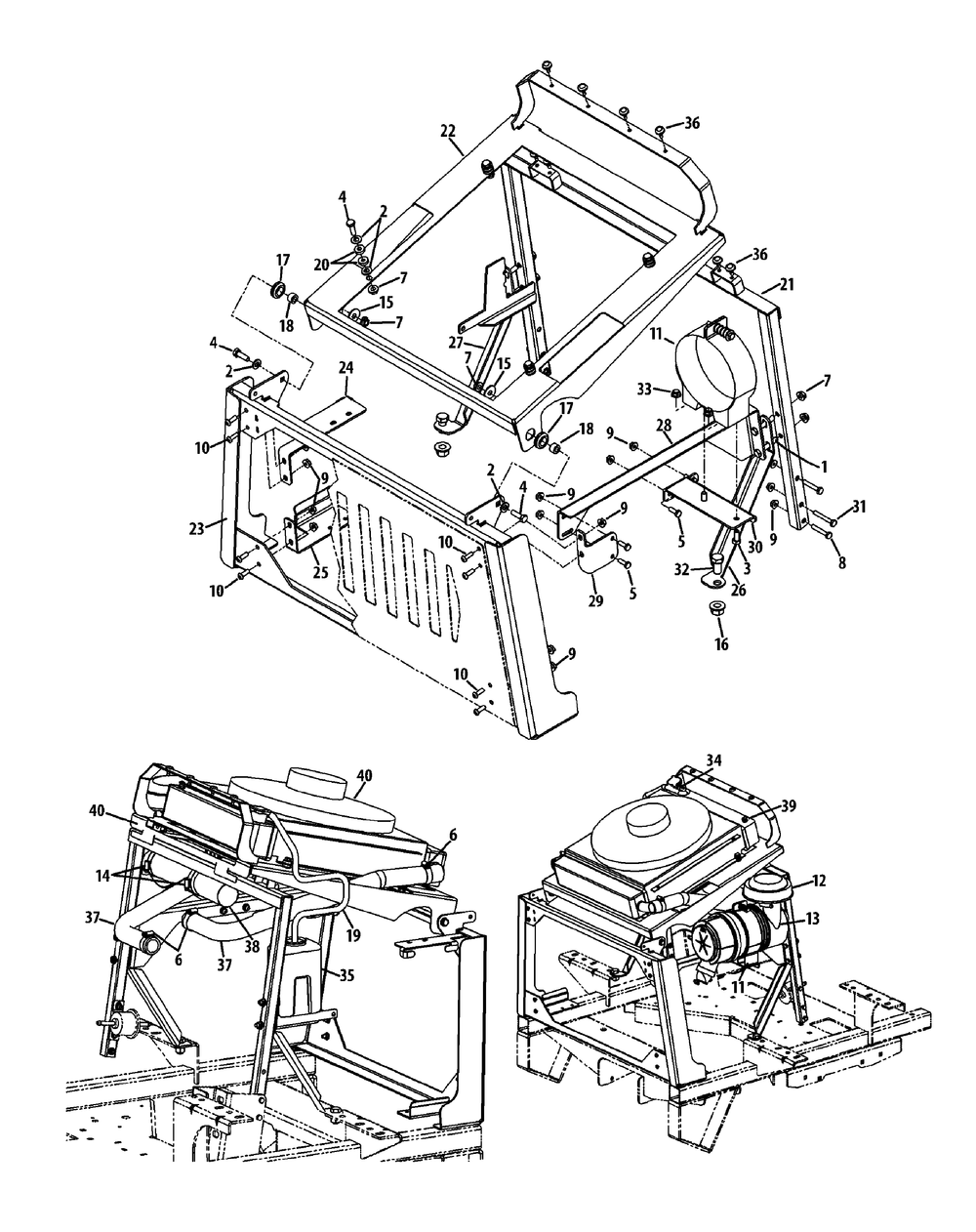 Radiator And Air Cleaner Diagram and Parts List for S7232-D 53BY8DU8750-312HP Cub Cadet Lawn Tractor